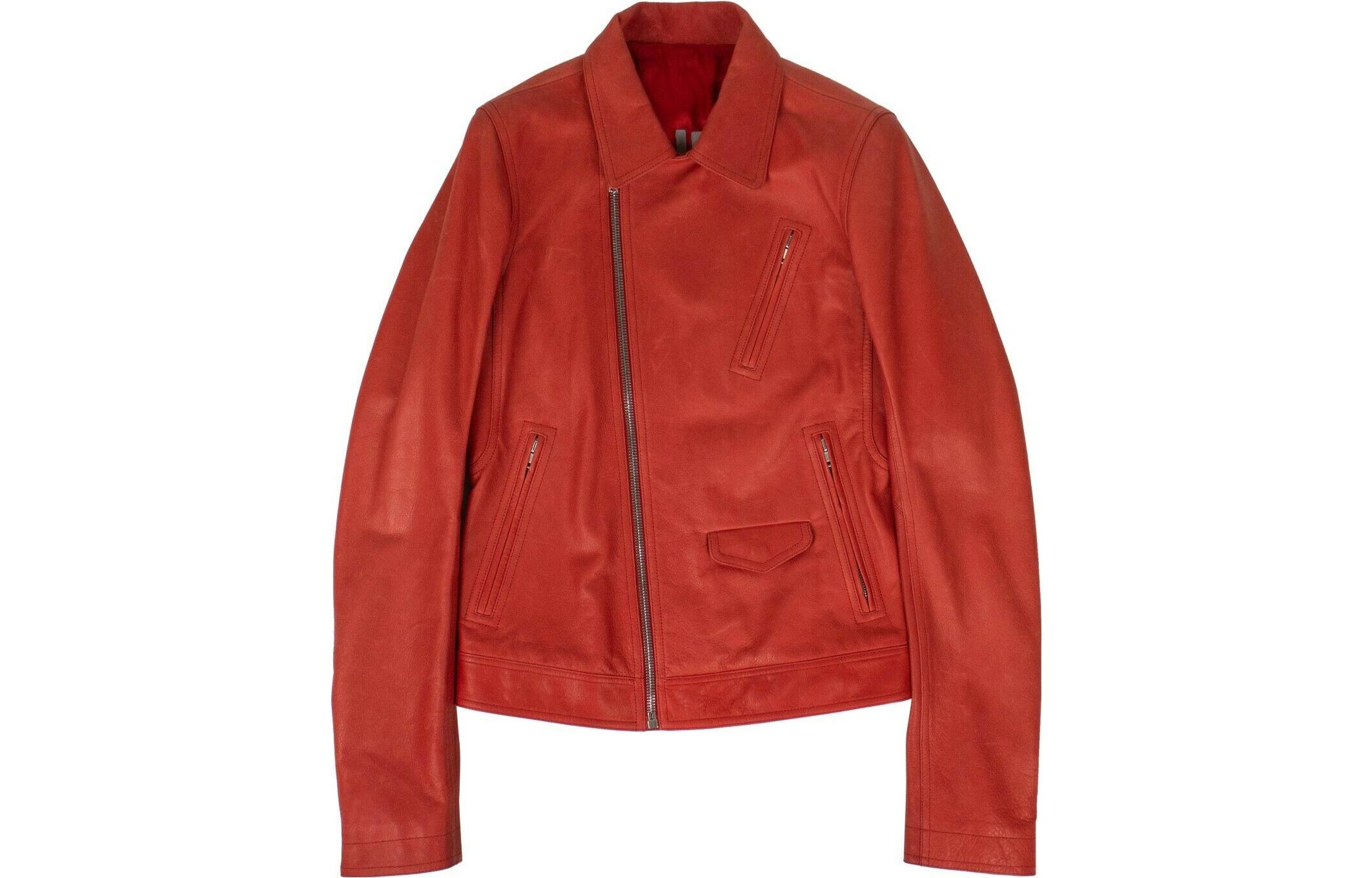 Rick Owens Red Solid Casual Collared Long Sleeve Jacket for Men RU19F4764LCW133