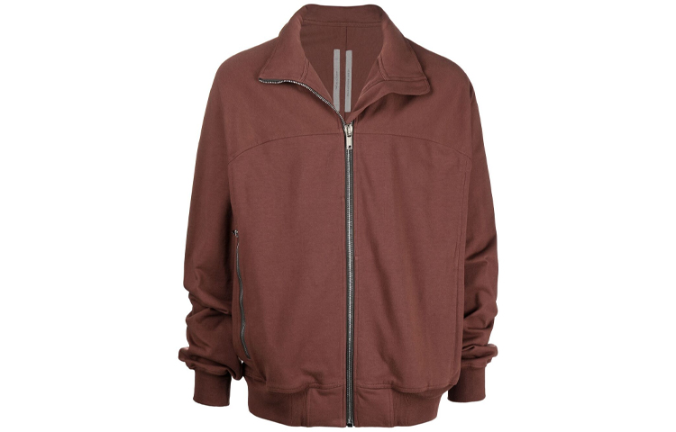 Rick Owens Red Solid Color Zip-Up High-Collar Jacket RU21S6271BA-23