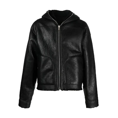 Rick Owens Reversible Solid Color Zip-Up Hoodie Jacket Black RU02C7765LSHBOF-09