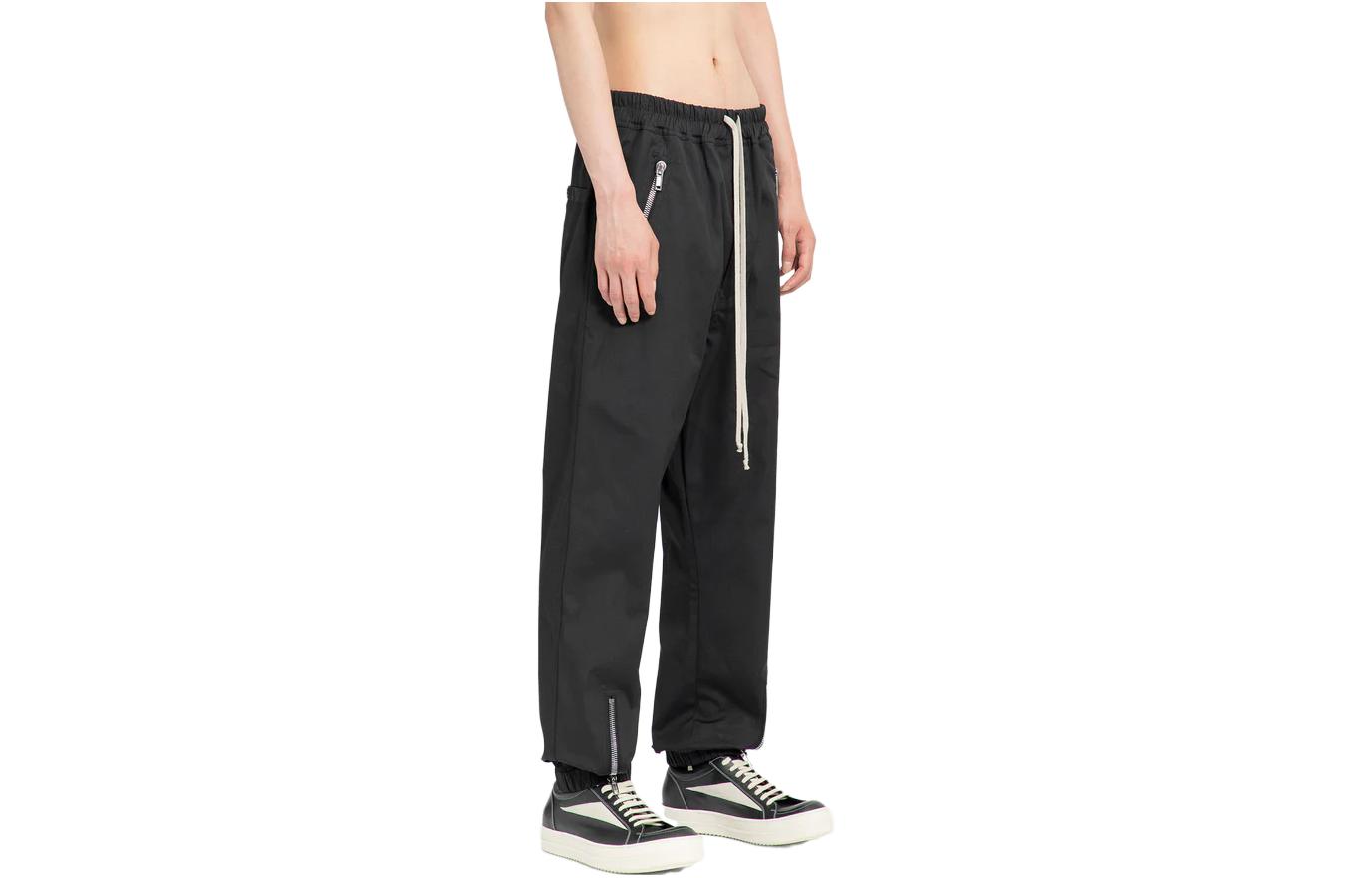 Shop Rick Owens RO 黑色寬鬆抽繩運動長褲 RU02C7370TE-09