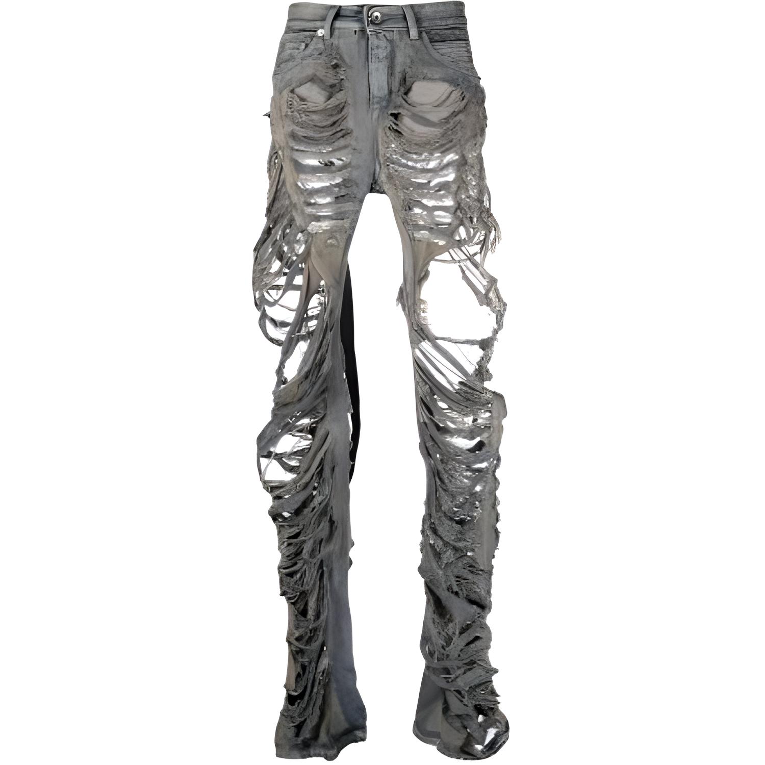 RICK OWENS RO  Twill Boots Cut Jeans Mineral Color. DU02C5352DMPSH-98