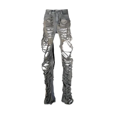 RICK OWENS RO Twill Boots Cut Jeans Mineral Color. DU02C5352DMPSH-98