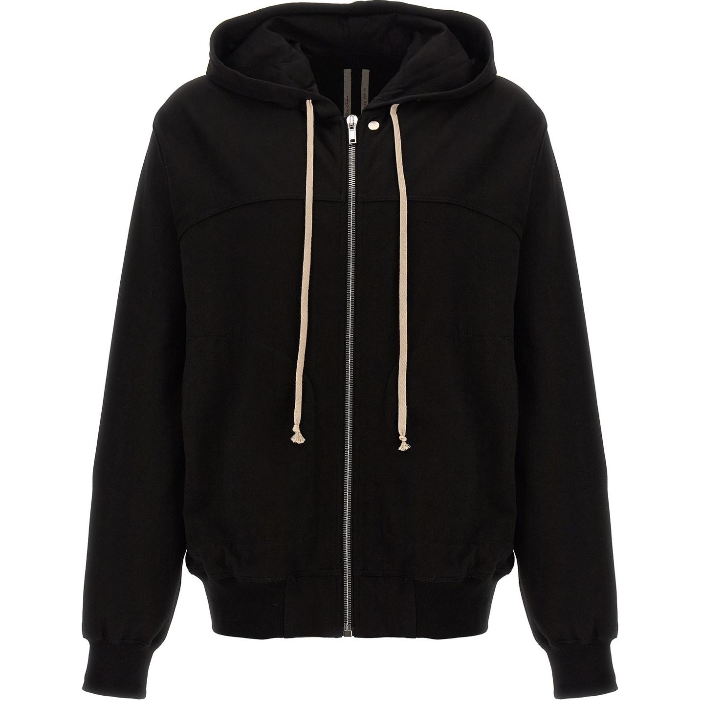 Rick Owens RO Black Loose-Fit Zip-Up Hoodie Jacket RU02D6241BA-09