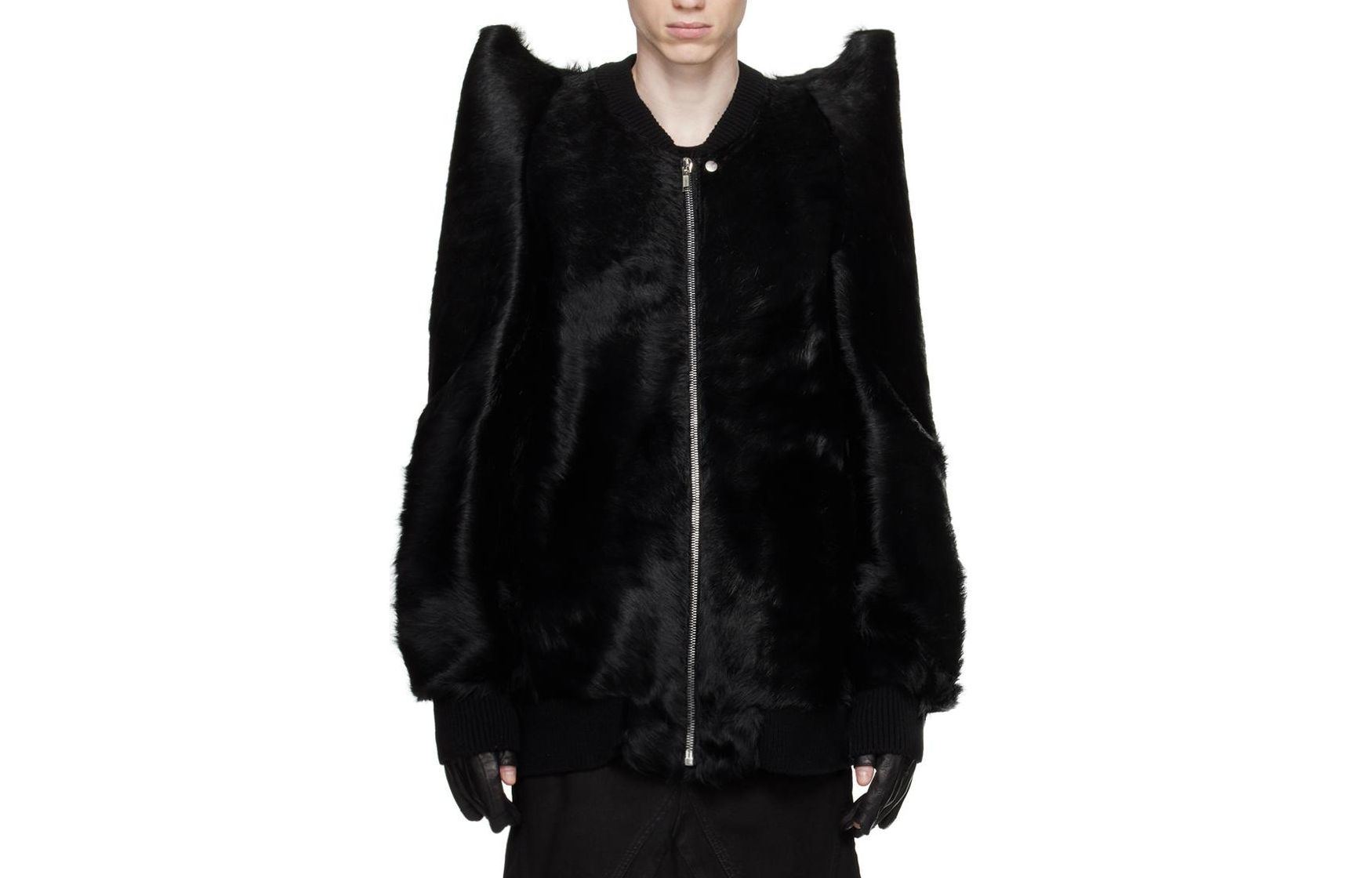 Rick Owens/RO Black Solid Oversized Zip-Up Jacket RR02C7718LHL-09