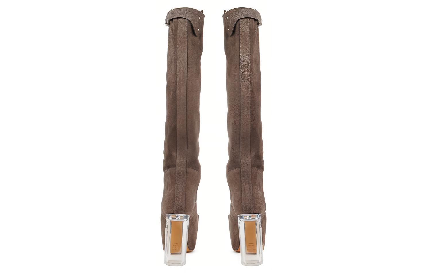 Shop RICK OWENS/RO Crsta 絨面 高筒靴 灰色