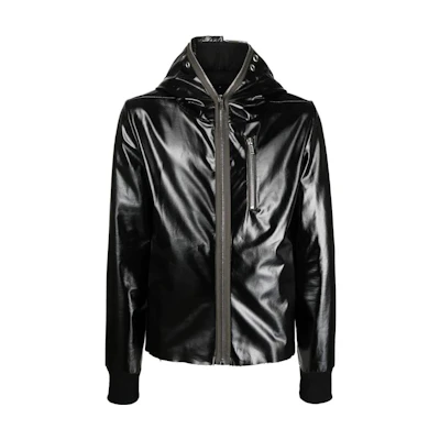 Rick Owens RO FW22 Glossy Monochrome Hooded Jacket RR02B2707JRU-09