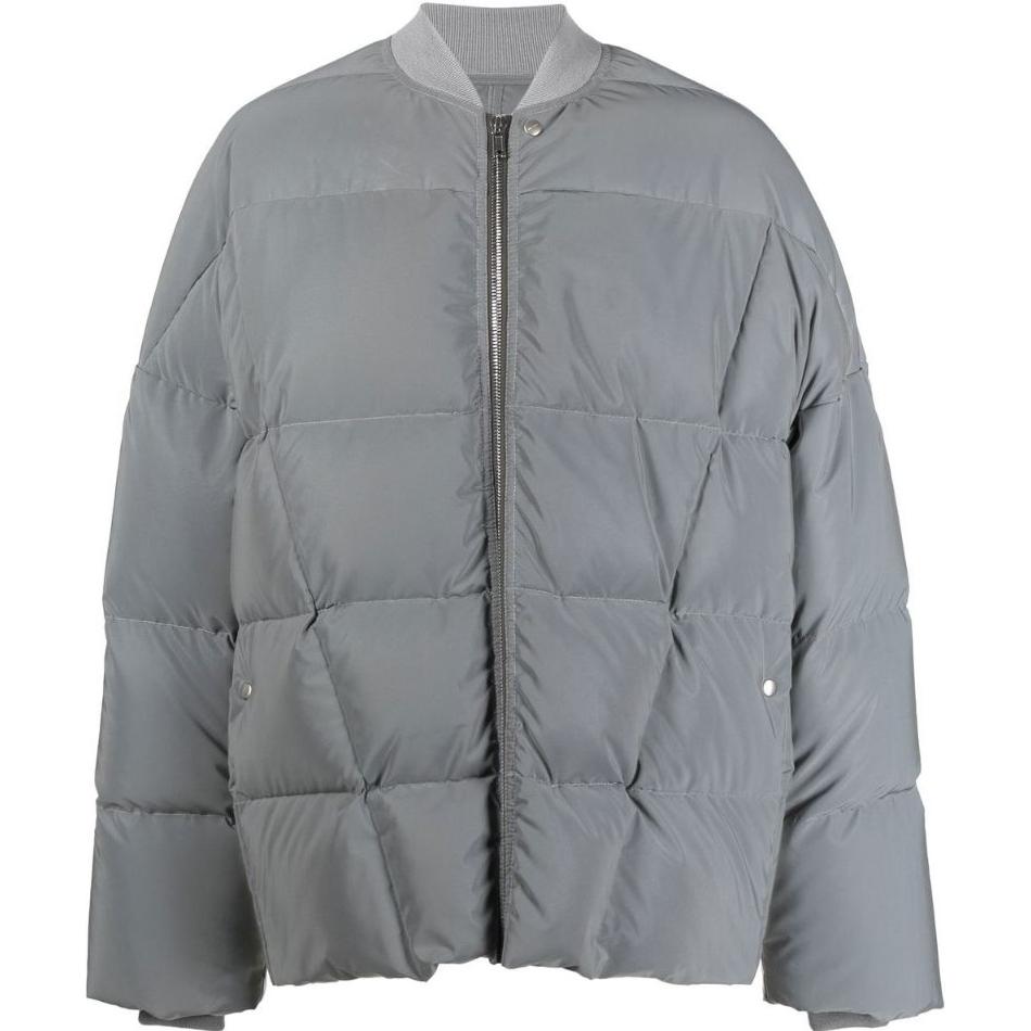 Rick Owens RO FW22 Pearl Gray Collarless Zip Long Sleeve Jacket RR02B2788RXD3-5808