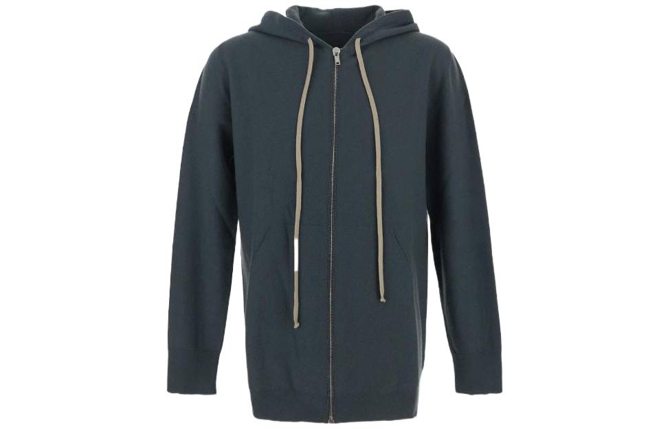 Rick Owens RO FW22 Solid Longline Zip-Up Hoodie Teal Green RU02B2614WSB-65