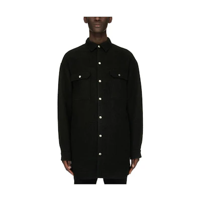 Rick Owens RO FW23 Black Studded Solid Long Sleeve Shirt Jacket RU02C7728WFN-09