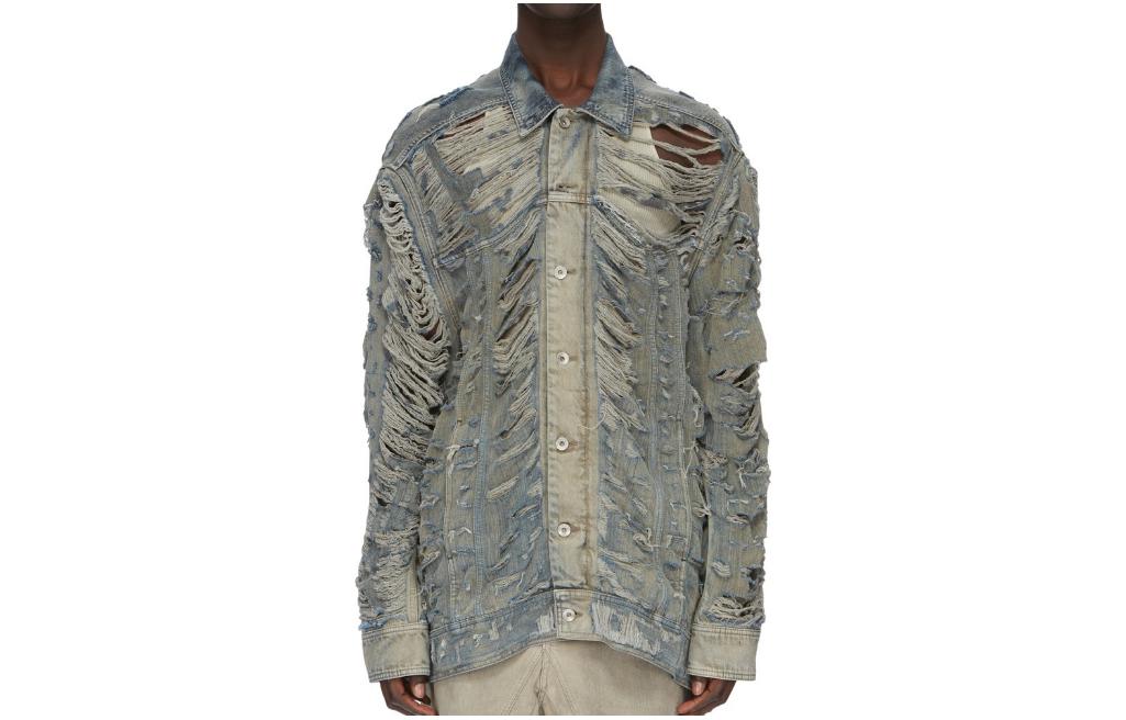 Rick Owens RO FW23 Classic Cutout Collar Long Sleeve Jacket Washed Blue Men RR02C7706DMPSH-98