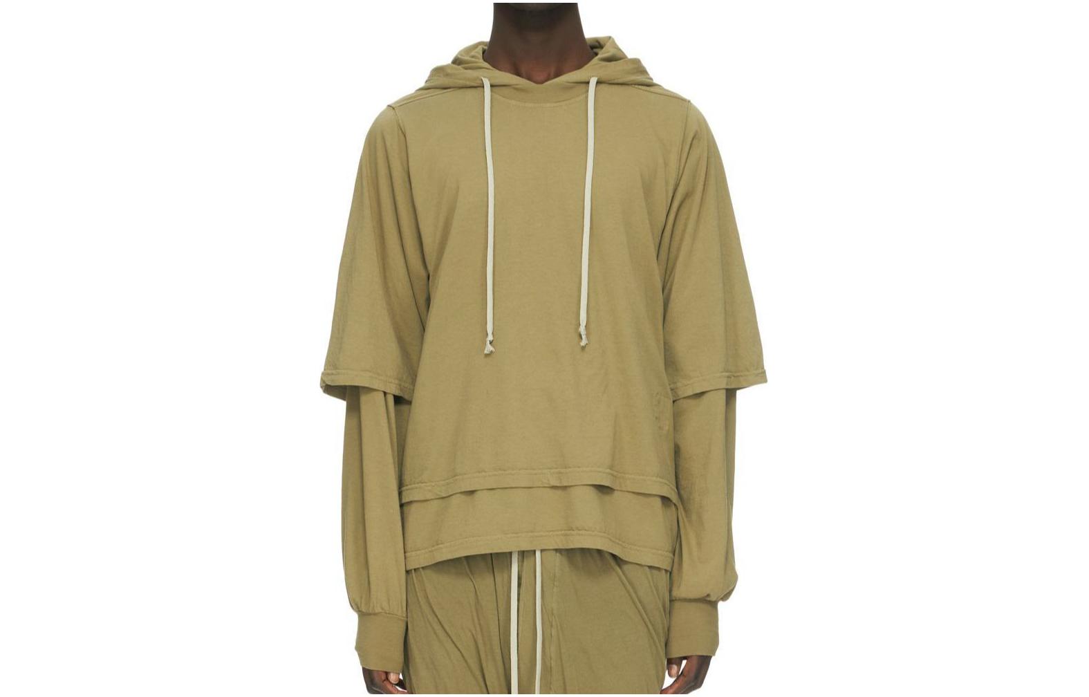 Rick Owens RO FW23 Faux-Layered Hoodie Long Sleeve Lime Green DU02C5281RN-25