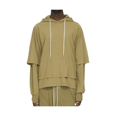 Rick Owens RO FW23 Faux-Layered Hoodie Long Sleeve Lime Green DU02C5281RN-25