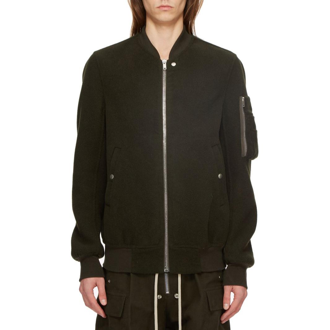 Rick Owens RO FW24 Ribbed Zip Pocket Jacket Forest Green Menswear RU02D6789DDR-75
