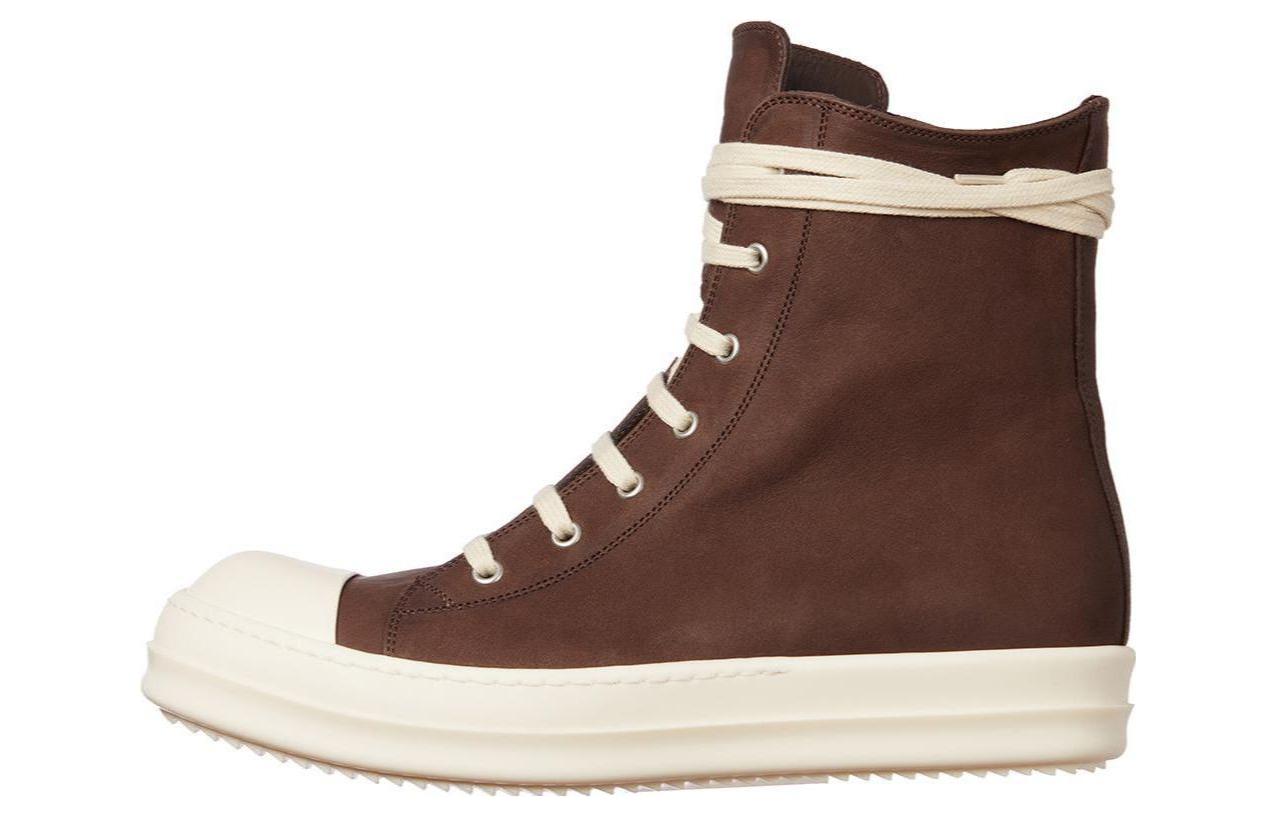 Buy リック オウエンス RO ハイカット シンプルブラウンレザー RU02C7890LWN4-11
