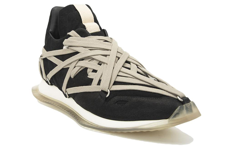 Rick Owens RO Leather Cross-Strap Low 'Black Lace-Up' 圖 2