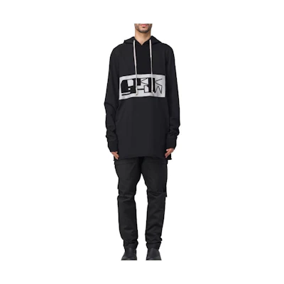 Rick Owens RO Letter Print Black Hoodie Long Sleeve DU02C5285RIGEP2-0908