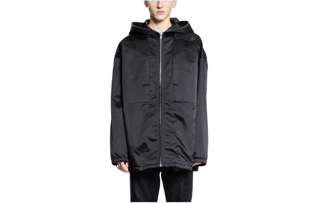 Rick Owens RO Men’s Black Fitted Panelled Hoodie Jacket RR01D3715NBR09