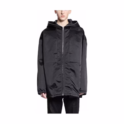 Rick Owens RO Men’s Black Fitted Panelled Hoodie Jacket RR01D3715NBR09