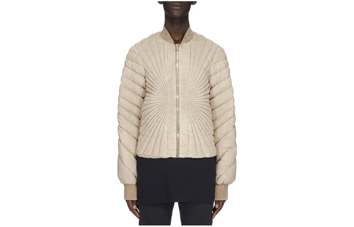 Rick Owens RO Radiance Flight Jacket Beige Unisex Full-Zip Nylon Jacket MU02C1A06M3855-22D