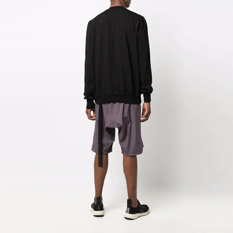 Shop 릭 오웬스 RO 골지 니트 크루넥 스웨트셔츠 블랙 DU02A3283RIG-09