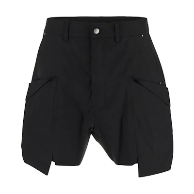 Rick Owens RO Stefan Cargo Solid Pocket Belted Relaxed Shorts Men Black. RR01D3322TE-09