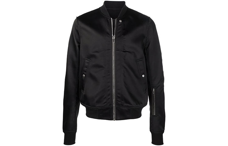 Rick Owens Satin Bomber Jacket Black Long Sleeve RU02A5786NB-09