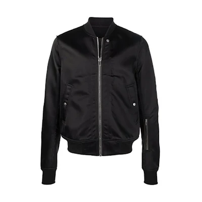 Rick Owens Satin Bomber Jacket Black Long Sleeve RU02A5786NB-09