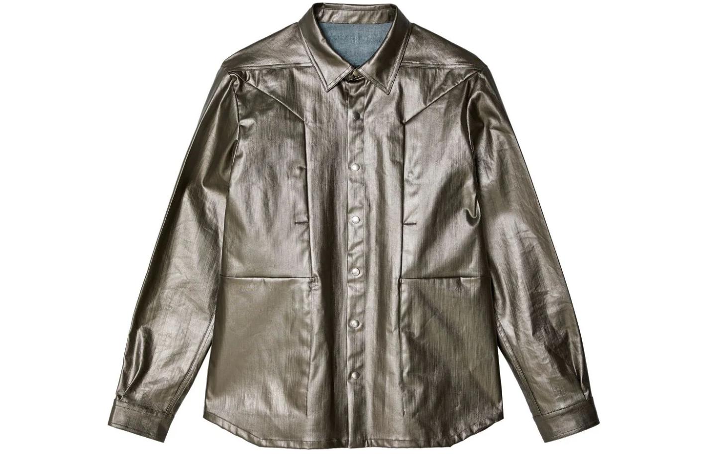 Rick Owens Shiny Silver Pointed-Collar Single-Breasted Jacket RU01D3729SCT-68