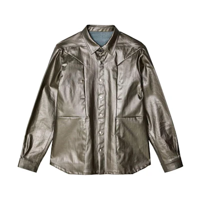 Rick Owens Shiny Silver Pointed-Collar Single-Breasted Jacket RU01D3729SCT-68