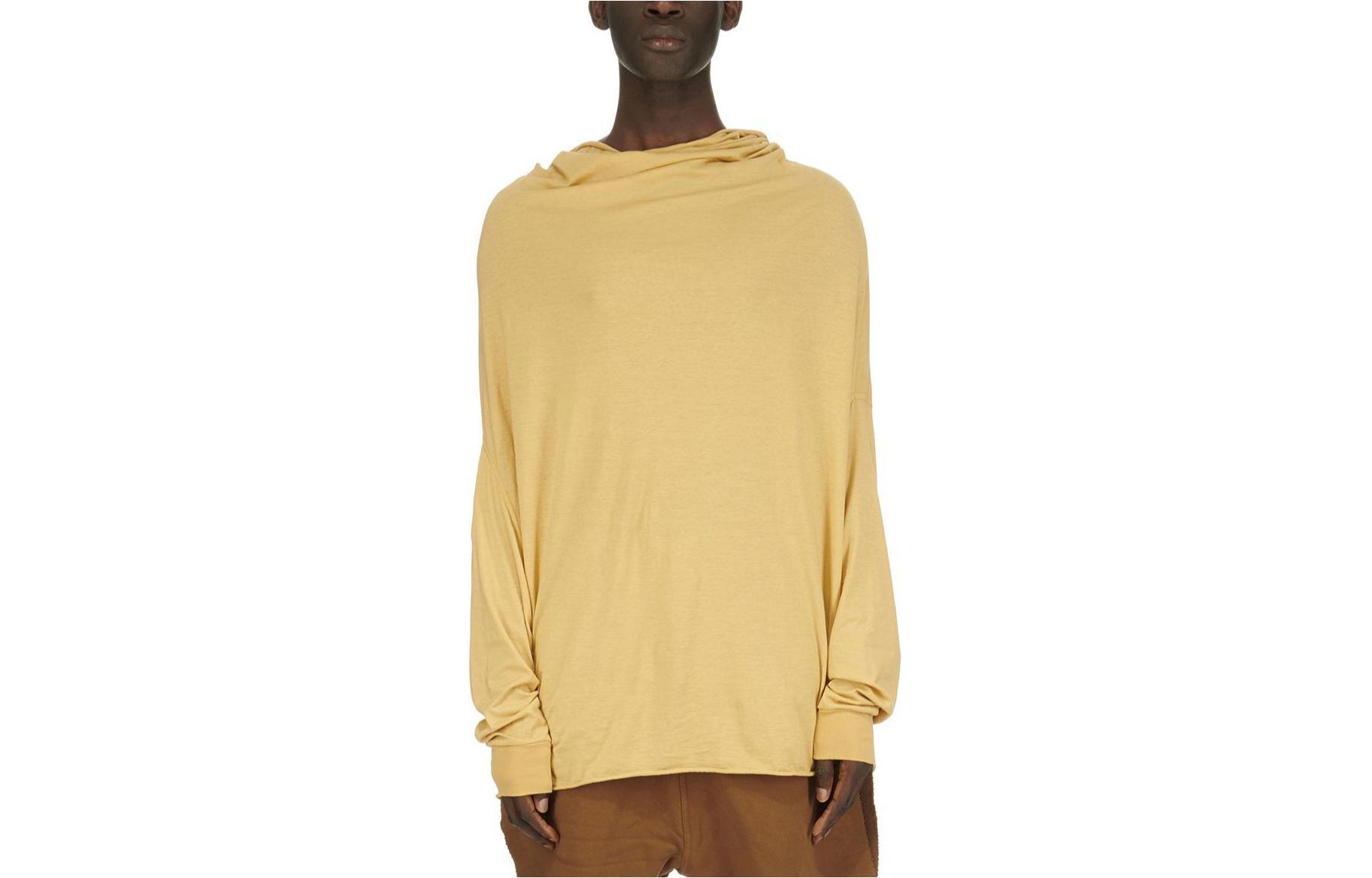 Rick Owens Shroud Sweatshirt Mustard Yellow Pullover Long Sleeve Top DU01D1273BH-42
