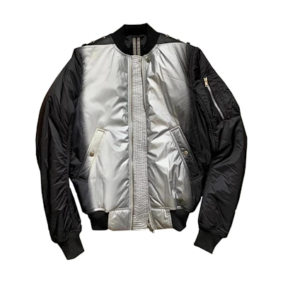 Rick Owens Silver Zipper Pocket Bomber Jacket Long Sleeve Men RU19F4791-918