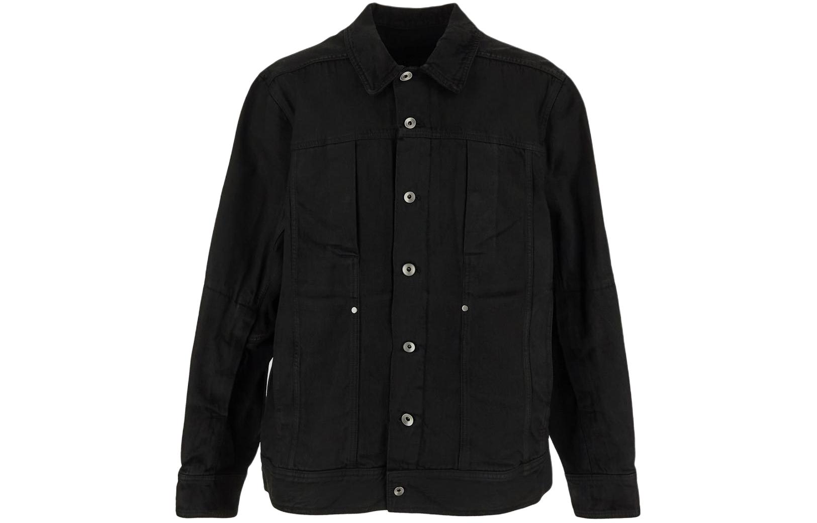 Rick Owens Single-Breasted Collared Jacket Black Long Sleeve RR01D3704BW-99