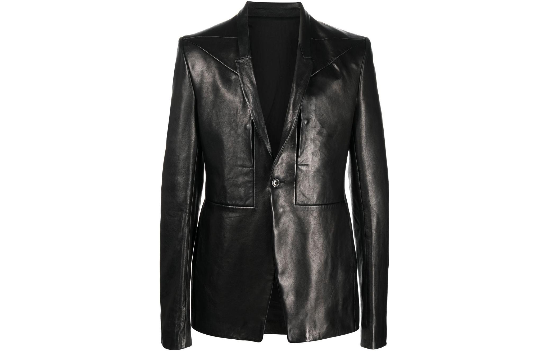 Rick Owens Single-Breasted Long-Sleeve Blazer Jacket - Black RR01C4724LNV-09