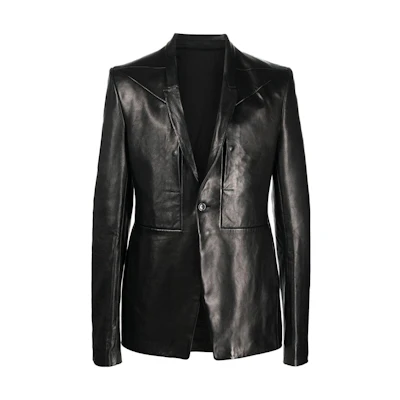 Rick Owens Single-Breasted Long-Sleeve Blazer Jacket - Black RR01C4724LNV-09