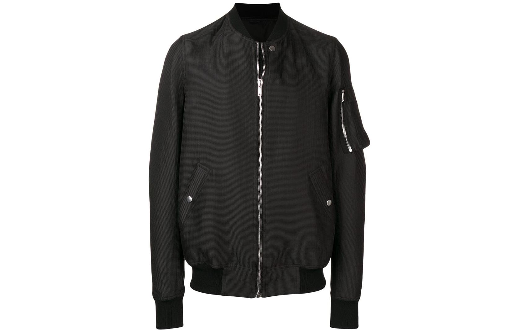 Rick Owens Slim-Fit Ribbed High-Neck Jacket in Black RU19S2791SCP