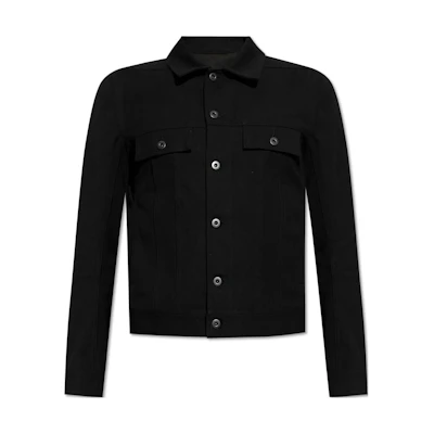 Rick Owens Solid Black Button-Up Long-Sleeve Jacket RL01D3756CTW-09