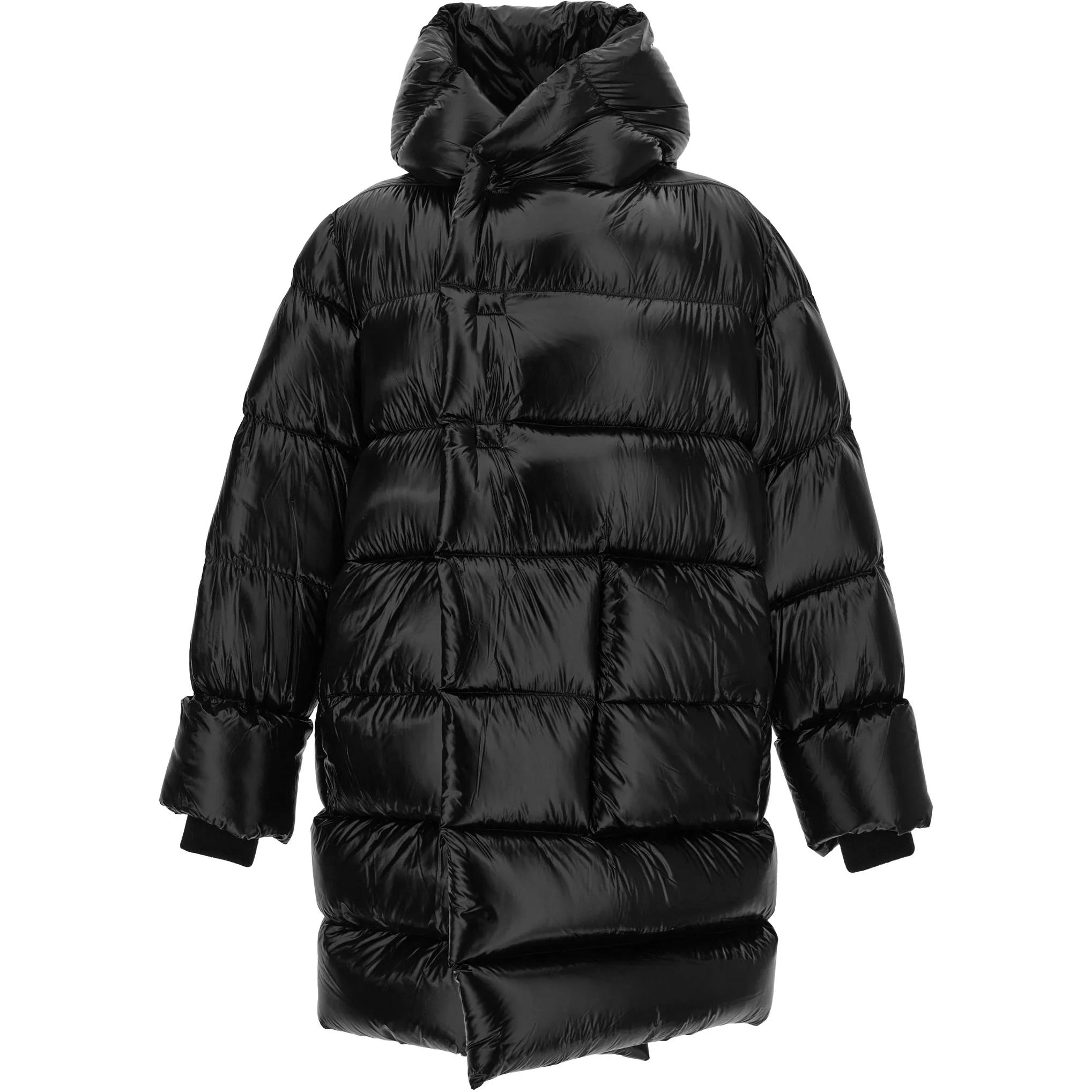 Rick Owens Solid Black Hooded Loose-Fit Long Sleeve Jacket for Men RU02D6998NLD3-09