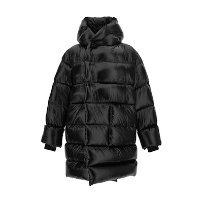 Rick Owens Solid Black Hooded Loose-Fit Long Sleeve Jacket for Men RU02D6998NLD3-09