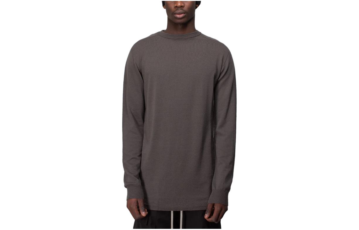 Rick Owens Solid Brown Crewneck Pullover Sweatshirt Long Sleeve RU01C4627-34