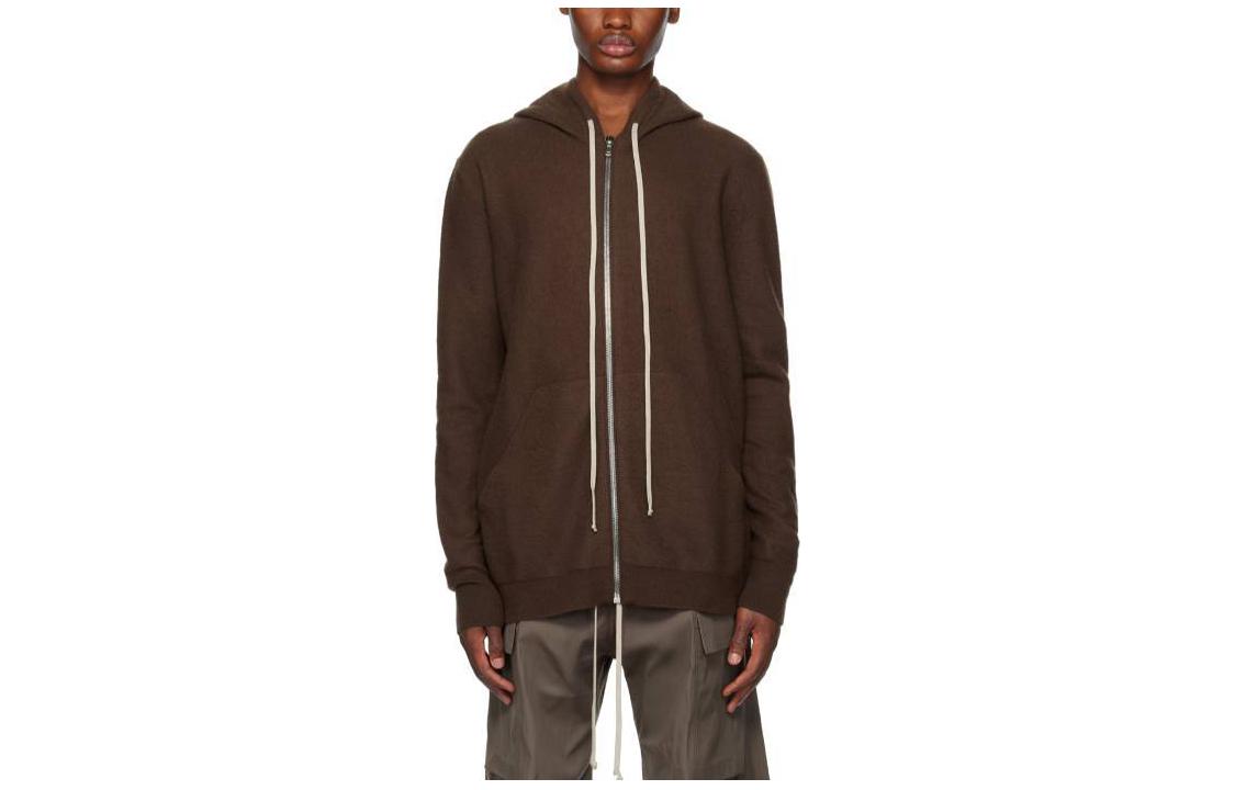 Rick Owens Solid Brown Zip-Up Hoodie Jacket Long Sleeve RU02C7614WSB-04
