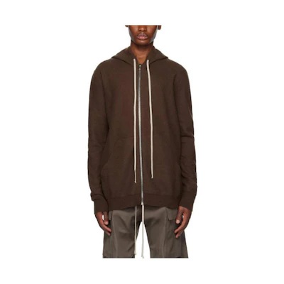 Rick Owens Solid Brown Zip-Up Hoodie Jacket Long Sleeve RU02C7614WSB-04