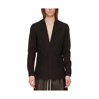 Rick Owens Solid Color Deep V-Neck Long-Sleeve Jacket RR02C7760MO-09