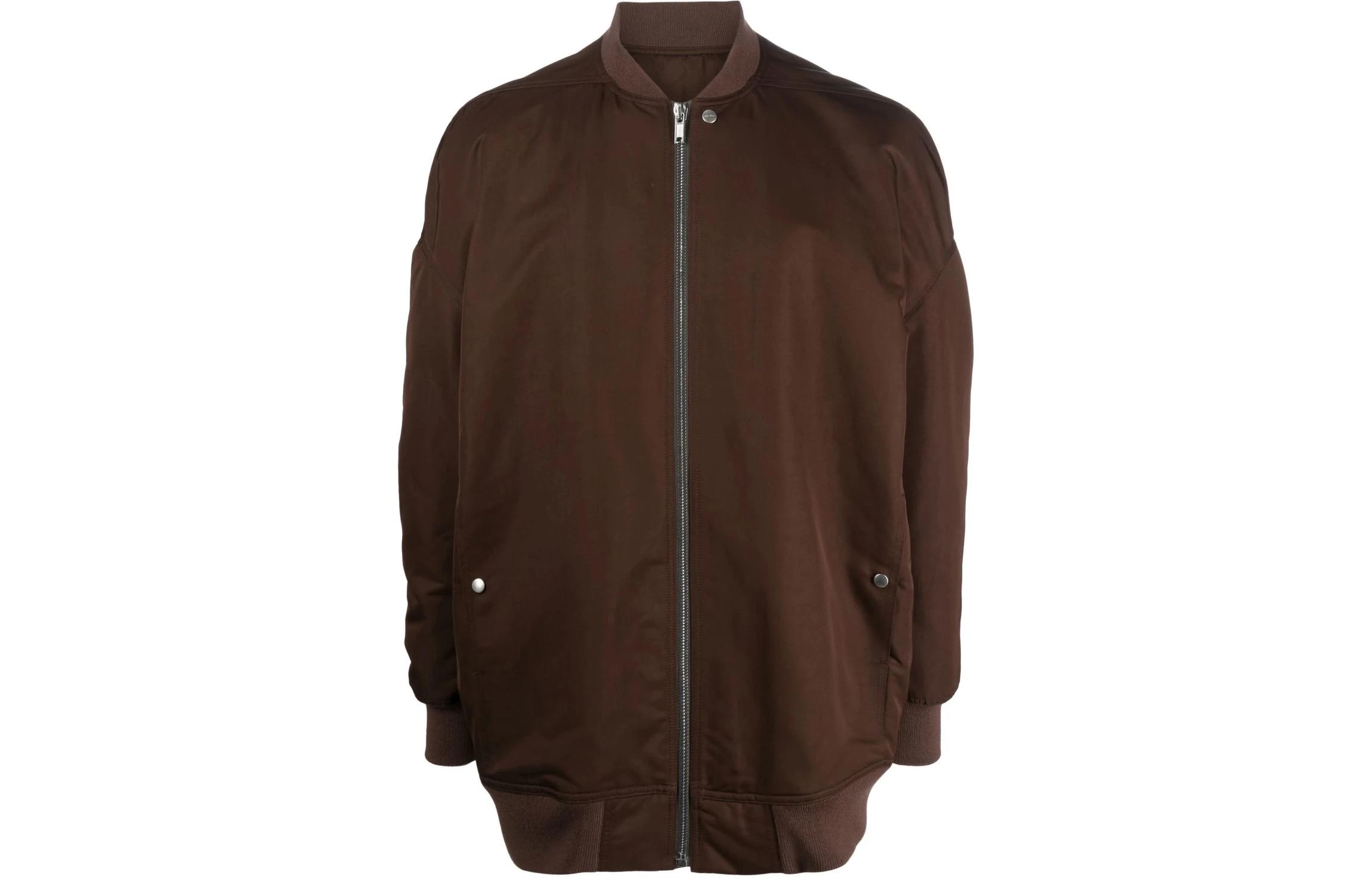 Rick Owens Solid Color Drop-Shoulder Bomber Jacket - Brown RU02C7795TH-04