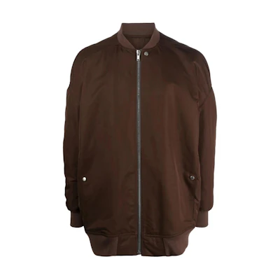 Rick Owens Solid Color Drop-Shoulder Bomber Jacket - Brown RU02C7795TH-04