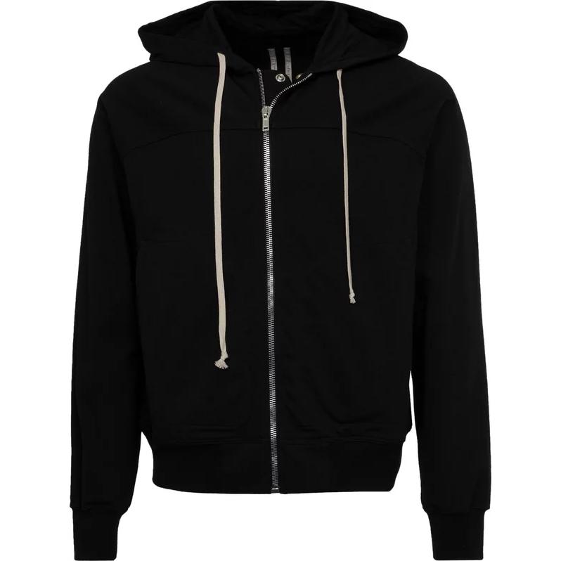 Rick Owens Solid Color Hooded Zip-Up Fitted Jacket Black RU01D3241BA-09
