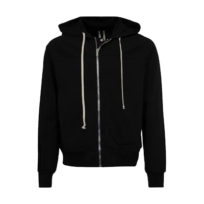 Rick Owens Solid Color Hooded Zip-Up Fitted Jacket Black RU01D3241BA-09