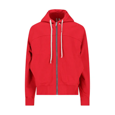 Rick Owens Solid Color Red Hoodie Full-Zip Sweatshirt RU01D3241BA-03