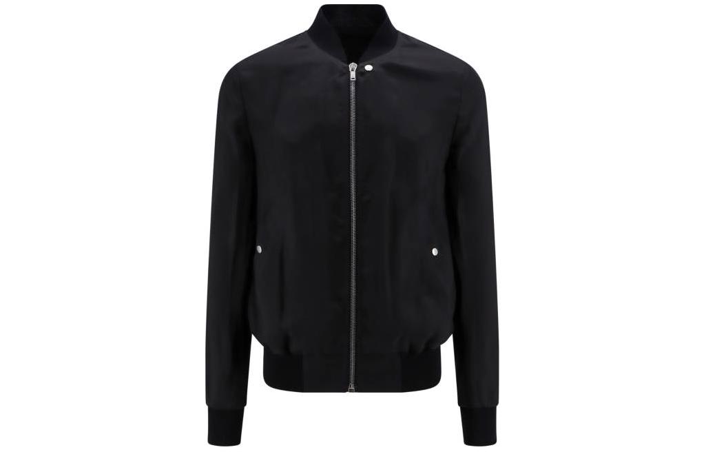 Rick Owens Solid Color Zip-Up Fitted Jacket Black RU01D3782J-09