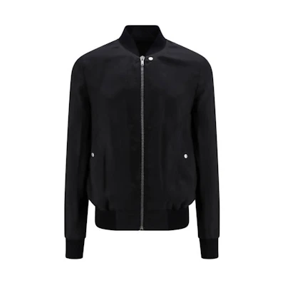 Rick Owens Solid Color Zip-Up Fitted Jacket Black RU01D3782J-09
