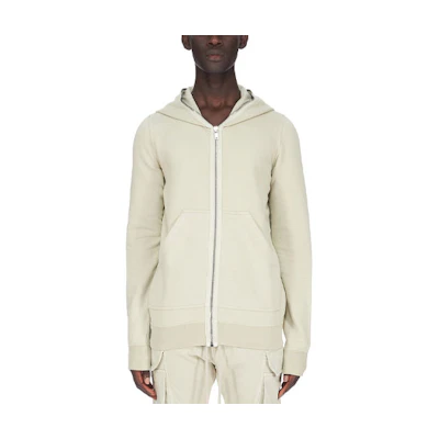 Rick Owens Solid Color Zip-Up Hoodie Jacket Pearl White DU02B4280F-08